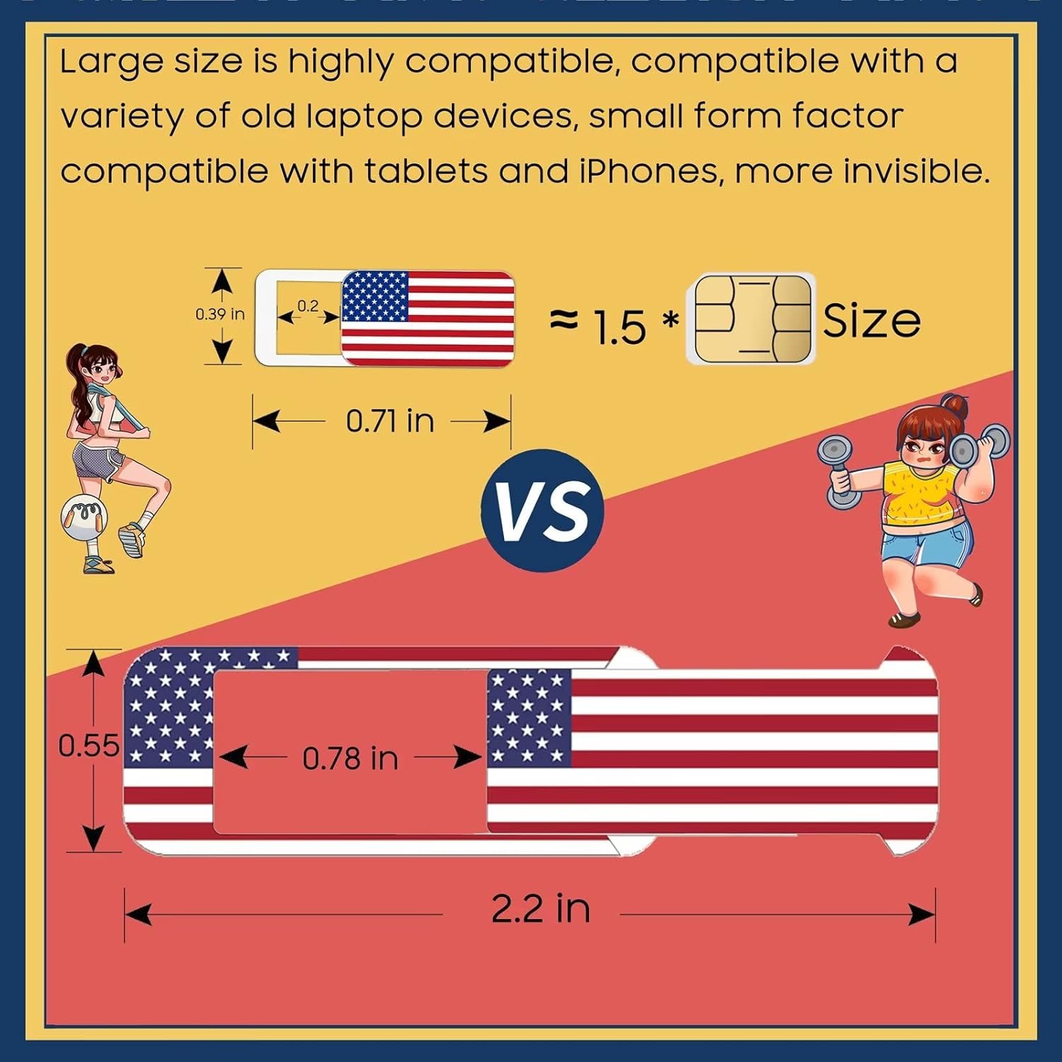 Laptop Camera Cover Slide, Webcam Cover Slide, Ultra-Thin, Nation Flag Pattern Design, 6 Pack