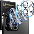 UniqueMe for 3 Pack iPhone 16 Pro/iPhone 16 Pro Max Camera Lens Protector - [Drop Protection] [Case Friendly] 9H Tempered Glass Camera Cover Screen [Update New Version] - Matte Black