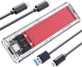 ORICO M.2 NVMe SSD Enclosure, USB 3.2 Gen 2 (10 Gbps), Transparent External Solid State Drive Adapter Enclosure for 2280 2260 2242 2230 PCI-E M2 M-Key SSD, USB Type C Converter Case-TCM2 Red