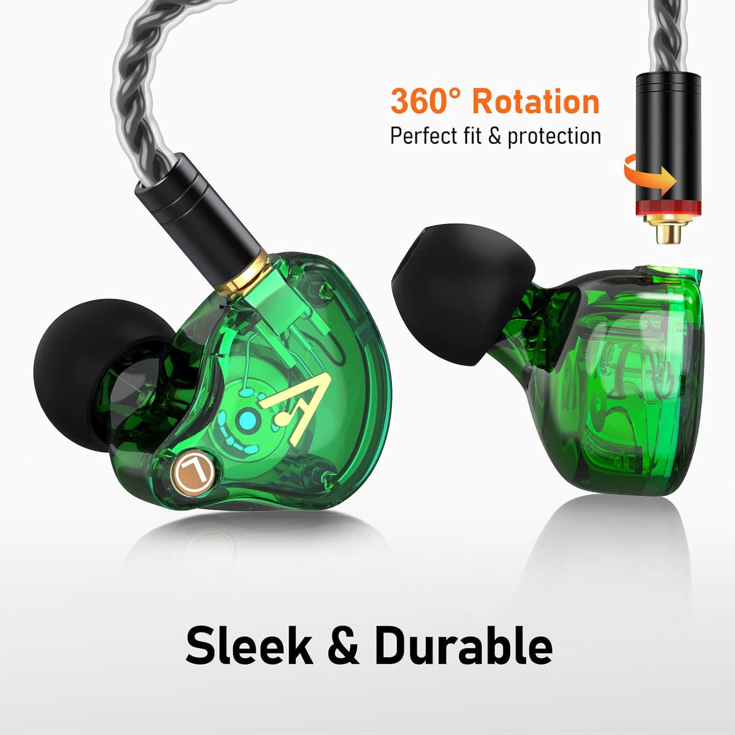 Vibes 202M Wired Earbuds - HiFi in Ear Monitor Headphones - Noise-Isolating Ear Buds w/ Mic - Clear Sound, Deep Bass & Comfort-Fit Gaming Earphones - MMCX to 3.5mm & Silver Plated Cord, Carrying Case