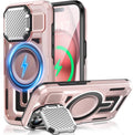 Camera Stand Case for iPhone 15 Plus, [Compatible with Mag Safe] [Lens Cover] 2024 Version Military Grade Protective Soft Case for iPhone 15 Plus 6.7 inch Men Women, Pink