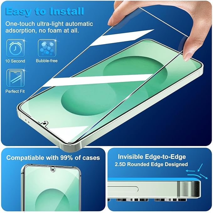 firtstnow 3 Pack for Samsung Galaxy S25 Screen Protector Tempered Glass + 3 - Image 4