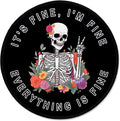 ITNRSIIET Round Mouse Pad with Stitched Edge Premium-Textured Waterproof Non-Slip Rubber Base Desktop Protection Mat Diameter 8.7 inches, Flower Skull