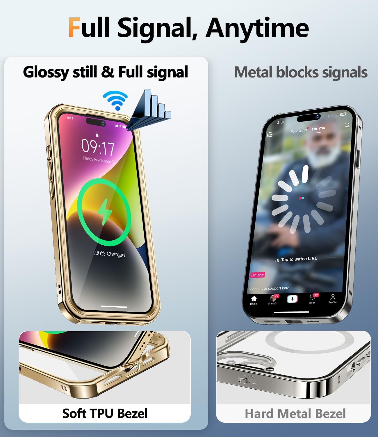 [360° Rotatable CD Stand & Built-in Privacy Screen Magnetic Case for iPhone 14 [Compatible with MagSafe & Full Signal] Mil-Grade Shockproof Full Body Anti-Spy Cover for 14-Gold