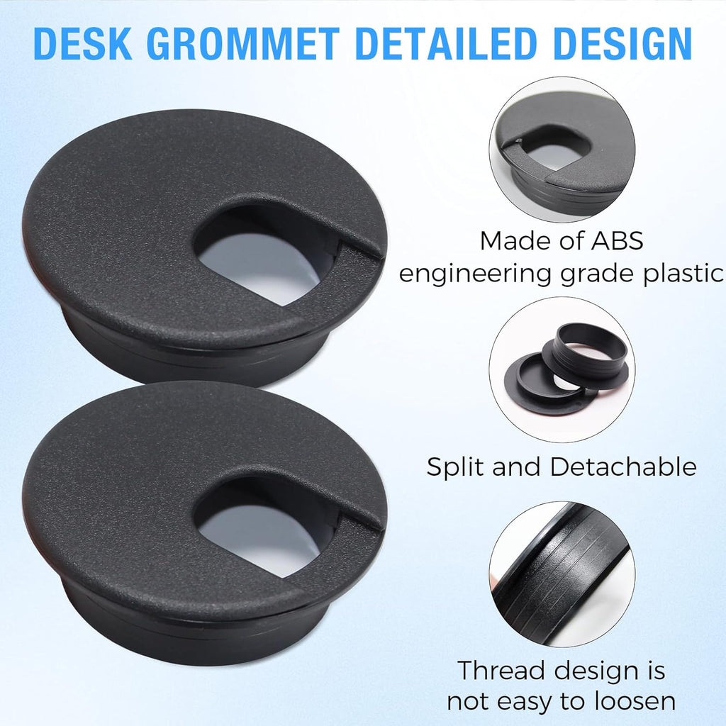 Desk Grommet 1-3/8" (35 mm), Desk Cord Hole Cover, Cable Grommet ABS Plastic, Desk Hole Grommet for Office and Home Table Cable, Detachable Cable Cord Organizer (Light Grey 8 Pcs)