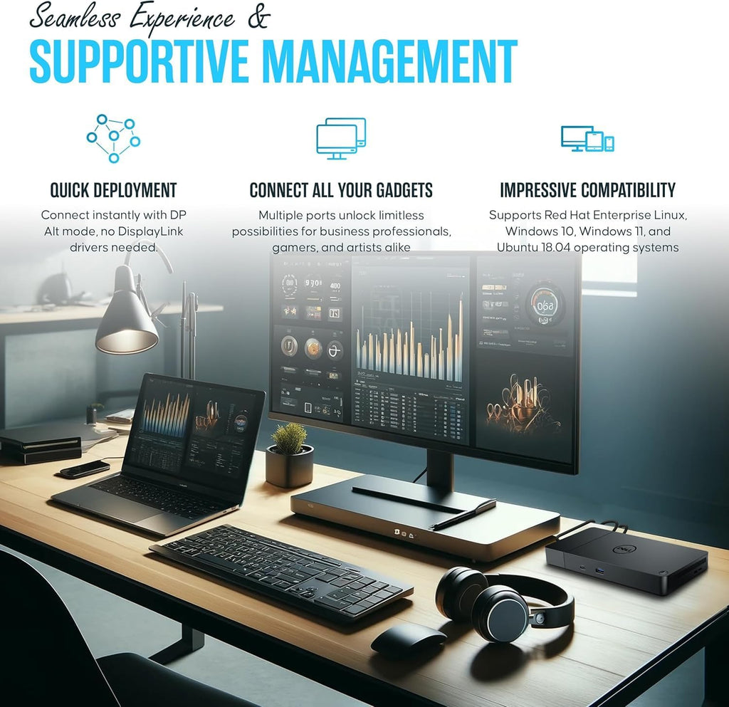 WD19S Dell Docking Station USB-C Dual Monitor with 130W Supply & HDMI Cable (Renewed)