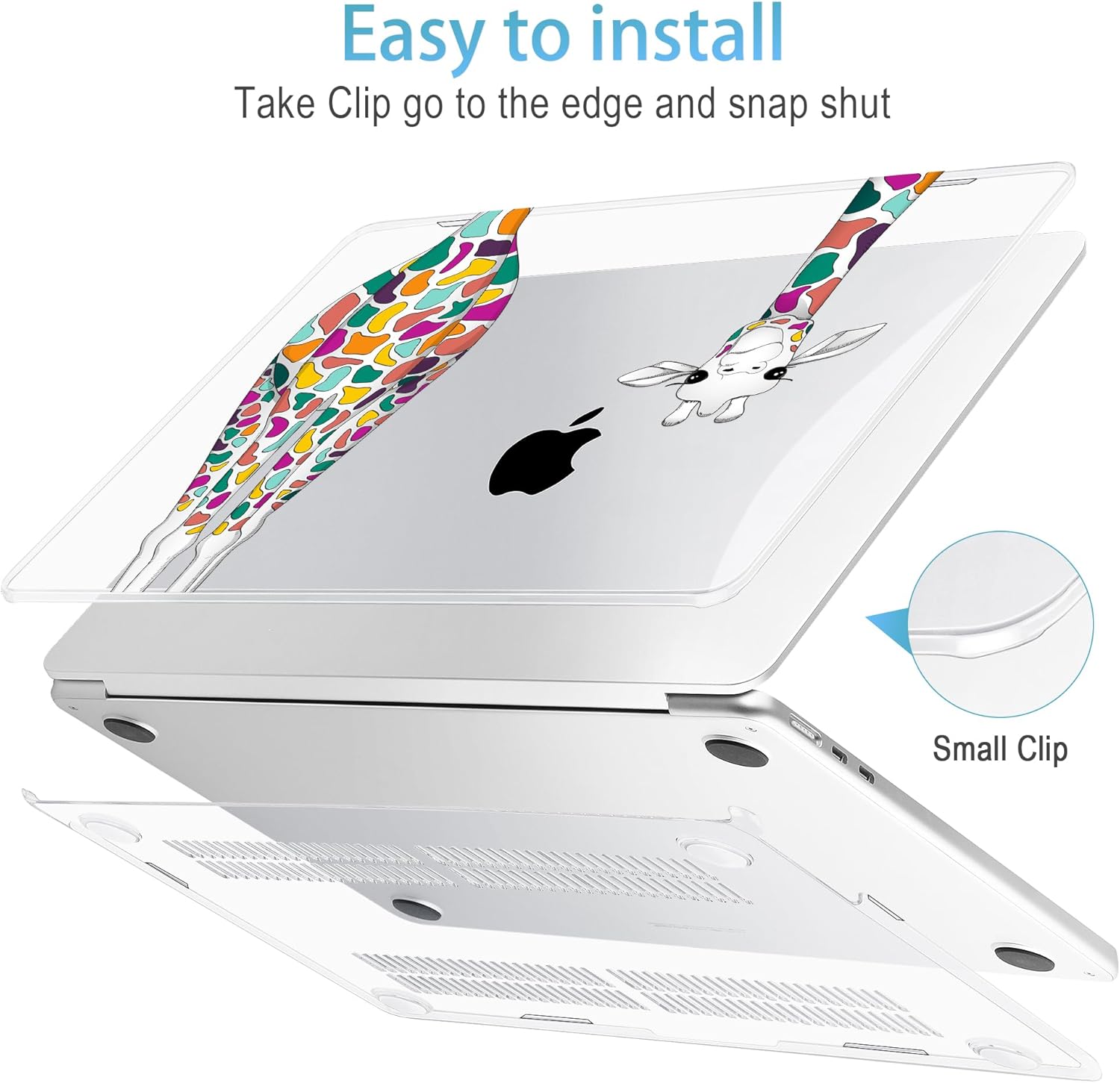 Mektron for 2025 M4 MacBook Air 13.6 Inch A3240 Case Fits 2023 A2681 M2 2024 A3113 M3 Chip with Liquid Retina Display Touch ID, Printed Plastic Hard Shell Cover for MacBook Air 13.6", Giraffe