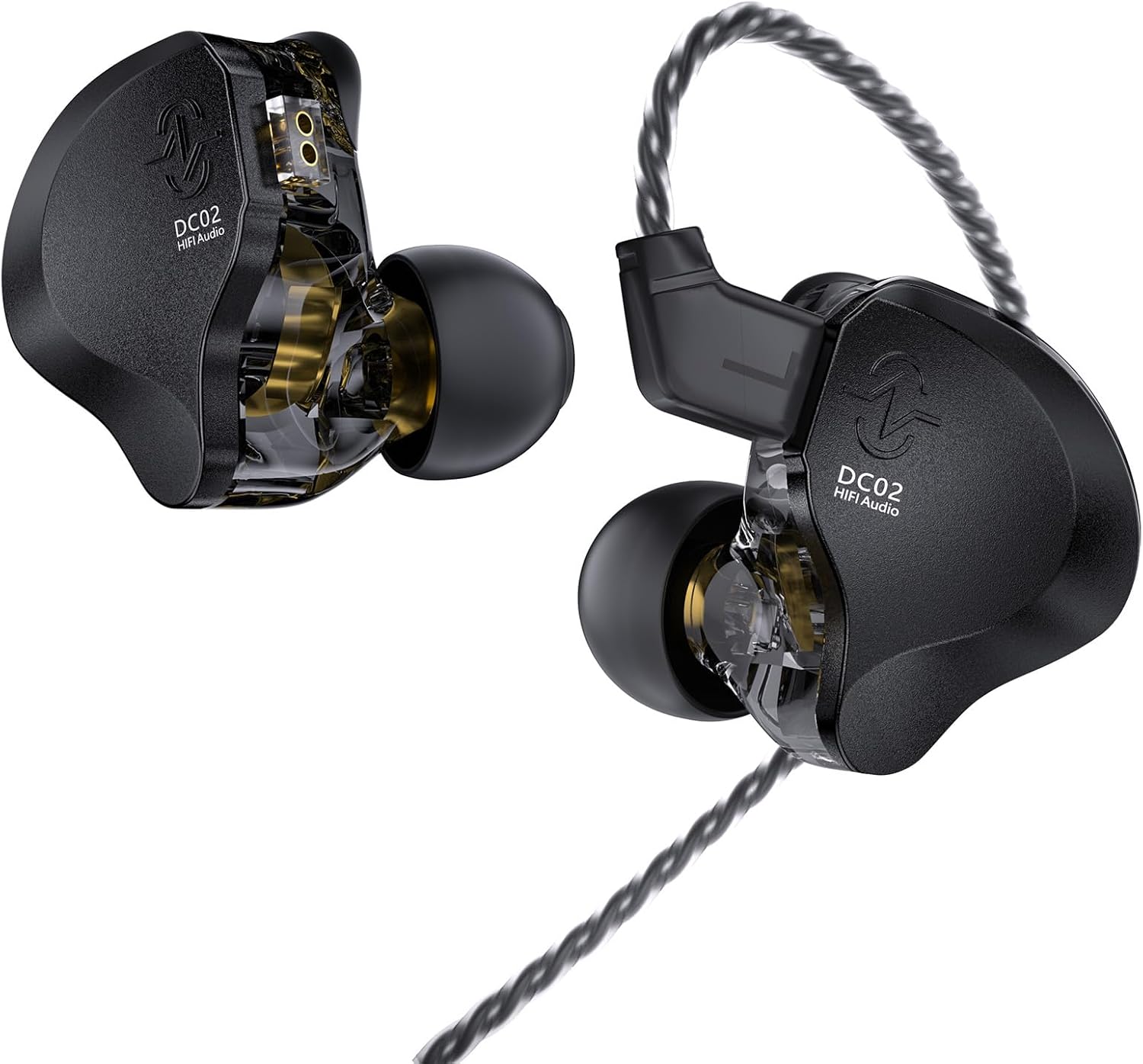 in Ear Monitor Headphones,CCZ DC02 In Ear Monitor Dual Magnetic Circuit DD Wired Earbuds ,Professional Hifi Earphone,Stereo Sound Gaming Earbud,IEM for Gaming,CCZ IEM Earphone for System(Black,No MIC)