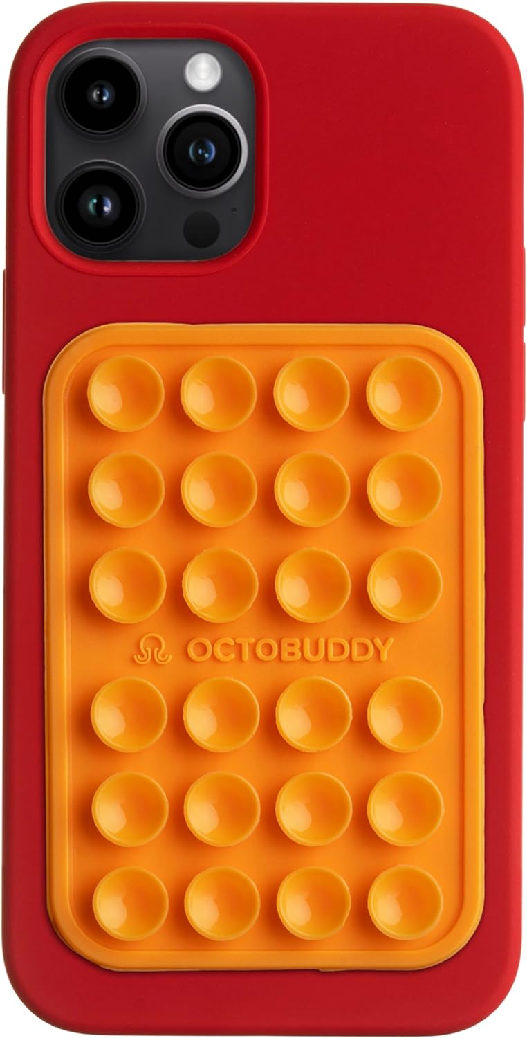 Classic MAX - Silicone Suction Phone Case Adhesive Mount - Hands-Free, Strong Grip Holder for Selfies and Videos - iPhone and Android Compatible - 2.6″ x 3.9″, Marigold