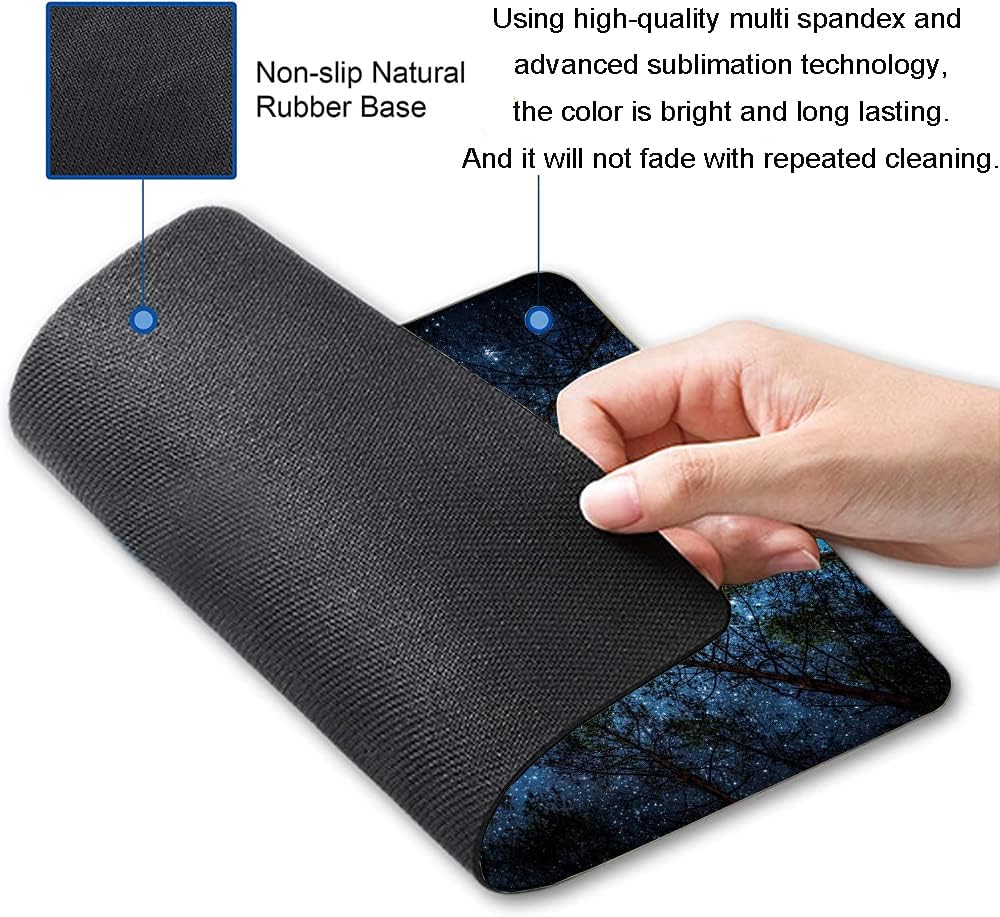 Hokafenle Mouse Pad, Square Personalized Computer Mouse Pads Design, Washable Mouse Mat, Gaming Office Home Non-Slip Rubber Base Mousepad, Stars Night Sky