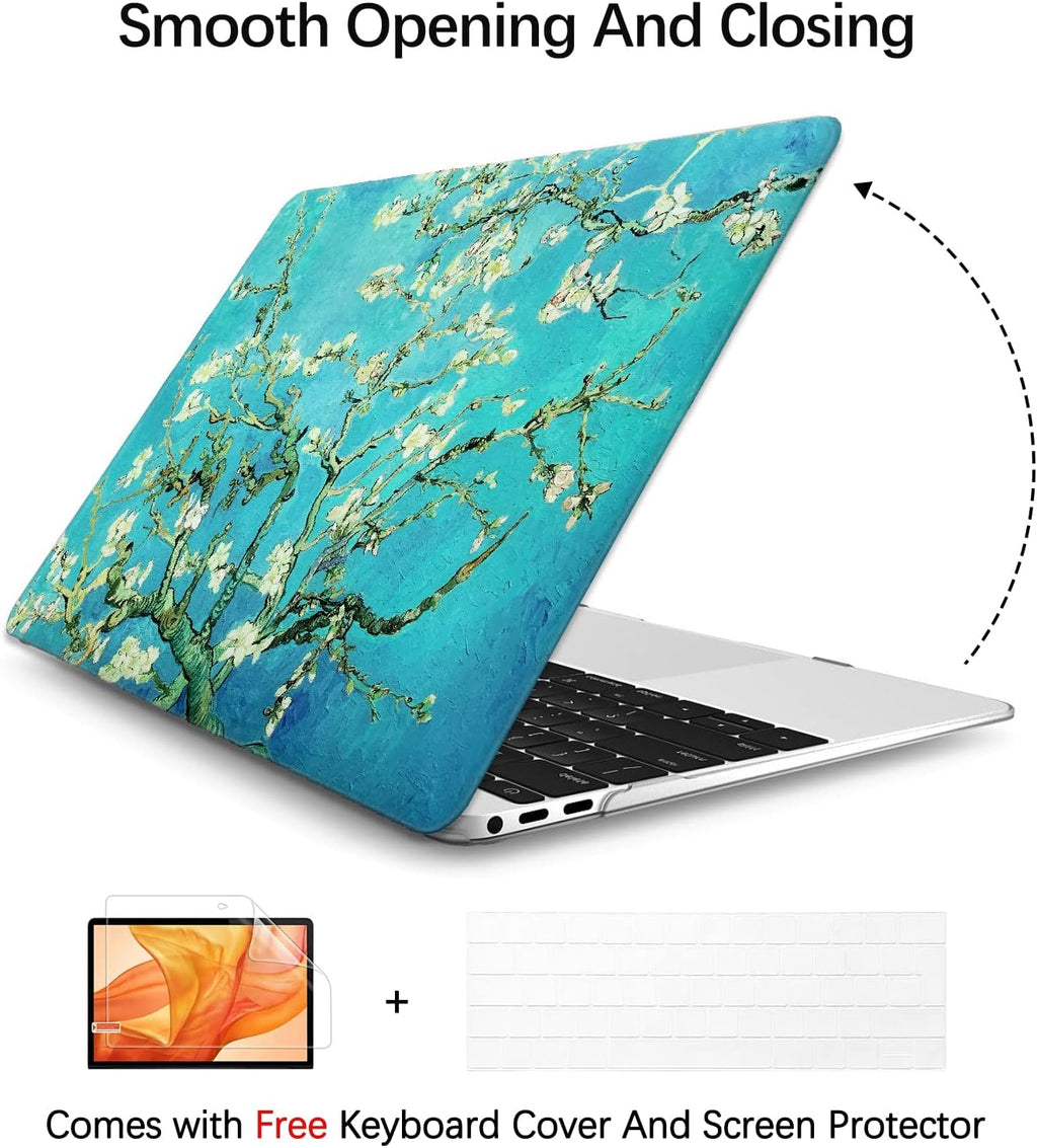 Berkin Arts for MacBook Pro 14 inch Cover A3401 A3185 A3112 A2992 A2918 A2779 A2442 with M4 M3 M2 M1 Chip(2021-2024 Release) Keyboard & Screen Cover Cloisonnism (Almond Blossom by Van Gogh)