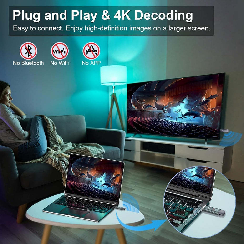 Wireless HDMI Transmitter and Receiver, TTQ Wireless HDMI Extender 4K Supported, Metal Housing, LED Display, 100FT Range, 2.4G&5G, for PC/Laptop/Camera/HDTV/Projector/TV Box