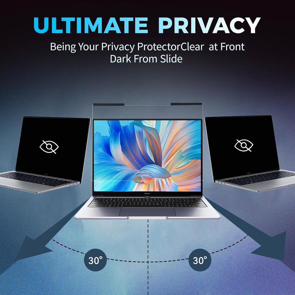 Magnetic Laptop Privacy Screen Filter 13.3 inch for 16:9 Widescreen Computer Monitor, Removable Anti Blue Light Privacy Shield, Anti-Glare Protector
