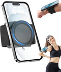 TOPGO [2 Generation Upgrad] Running Phone Holder for iPhone [360° Rotatable & Built-in Retractable Rope] Magnetic Wrist Phone Holder, Magsafe Armband for iPhone 16 Pro and Android (Black, 2 Straps)
