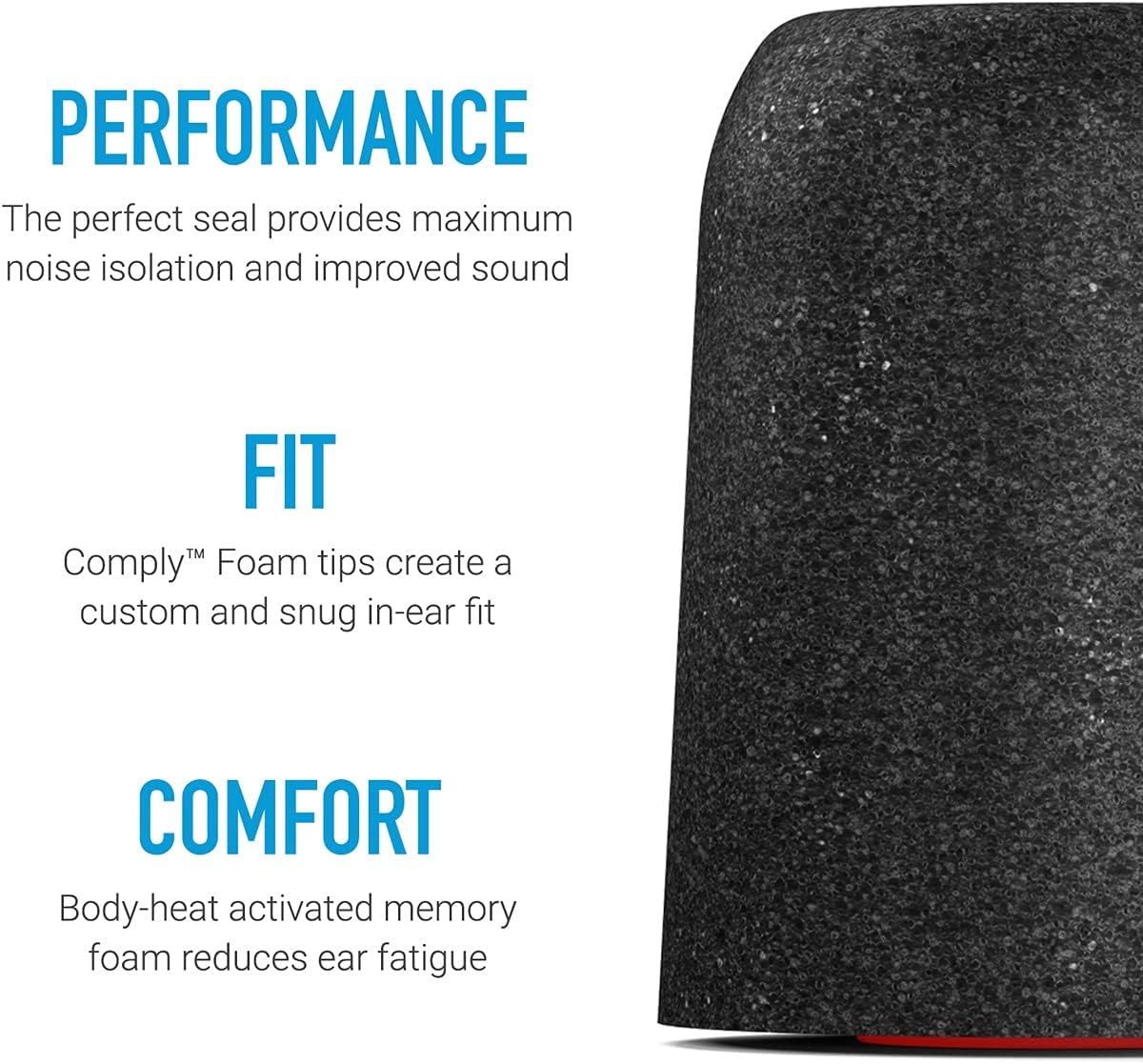 Comply P-Series | Memory Foam Replacement Ear Tips Designed for Etymotic, NuForce, ISOtunes PRO, Q-Jays, & More | Superior Noise Isolation, Ultimate Comfort, Secure Fit | Black, Large (3 Pairs)