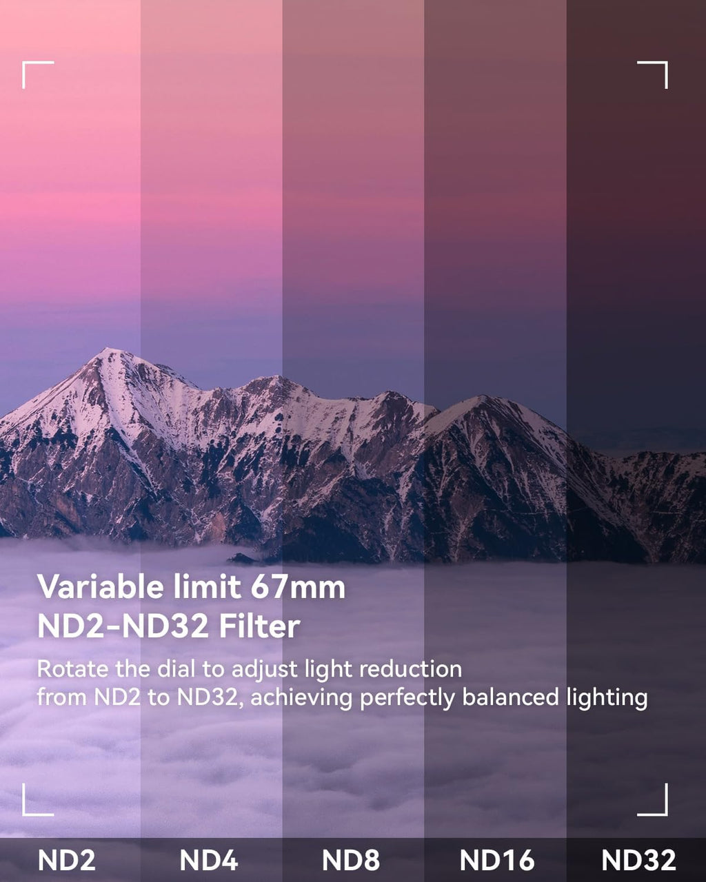 67mm Variable ND2-32 Filter for iPhone/DSLR - Cellphone Neutral Density Lens Attachment with Universal Clip, Compatible with iPhone 16/15/14/13 Pro Max, Samsung Galaxy, Huawei, etc.