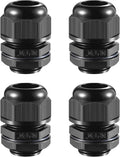 4 PCS 3/4"(12.5-18mm) NPT Nylon Cable Gland Joints with Gaskets, IP68 Adjustable Lock Nut Strain Relief Cord Grip Waterproof Cable Glands - UL Listed and RoHS Compliant