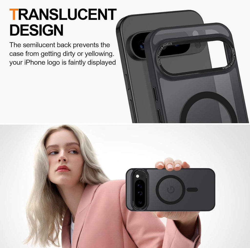 Magnetic for Google Pixel 9 Pro XL Case, [Military Grade Drop Protection] [Compatible with MagSafe] Shockproof Slim Translucent Matte Anti-Slip for Women Girls Men Case, Black