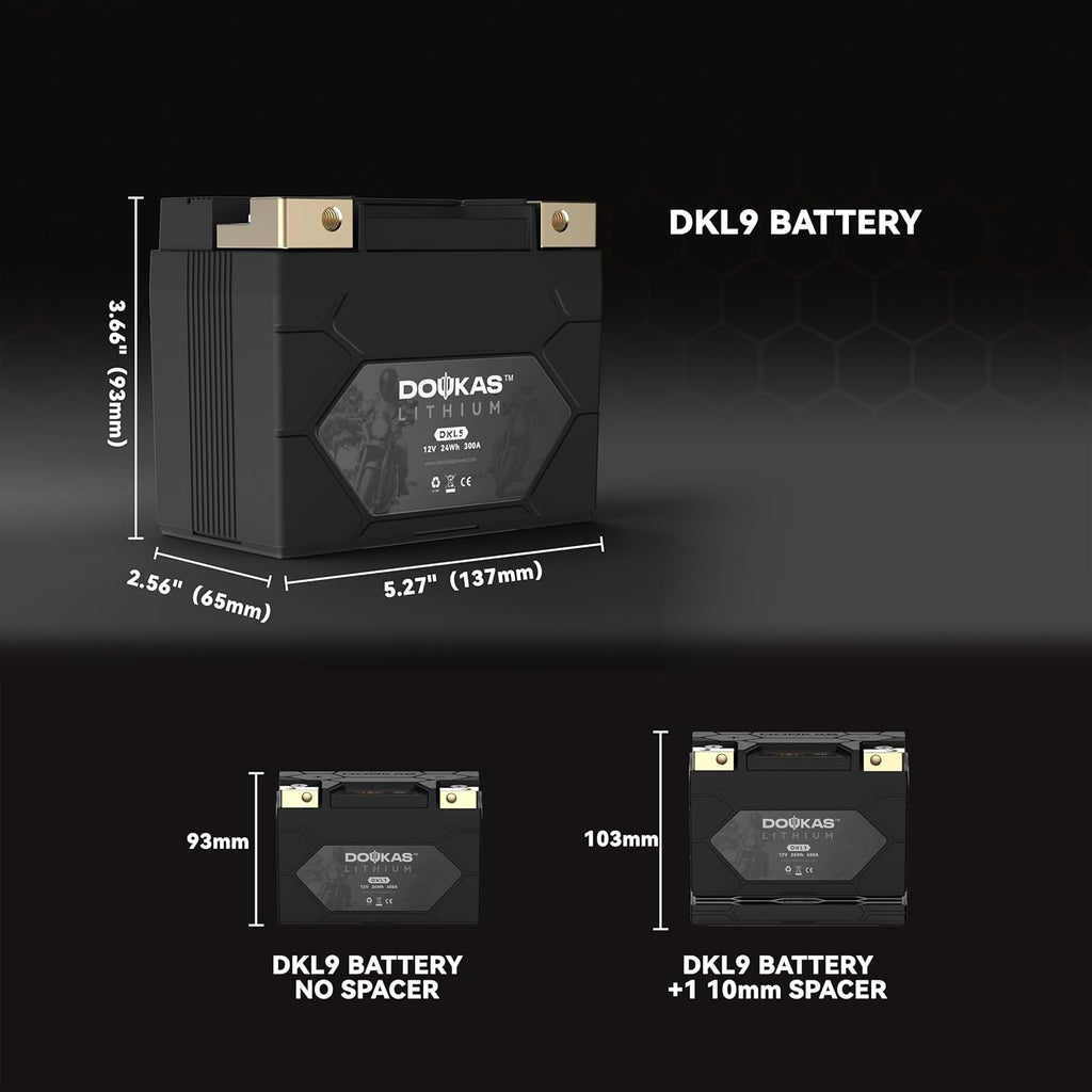 DKL9 450A LiFePO4 Motorcycle Lithium Battery, 12V 3Ah Powersports Battery, Compatible Jet Ski, Quad, Scooter, Generator Battery, Snowmobile