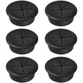6-Pack Black Desk Grommet Cable Management Kit - 1.97 inch (5cm) Hole Cover,ABS Plastic Grommet Hole Cover Organizer for Office Computer Desk,Hide Cords Neatly