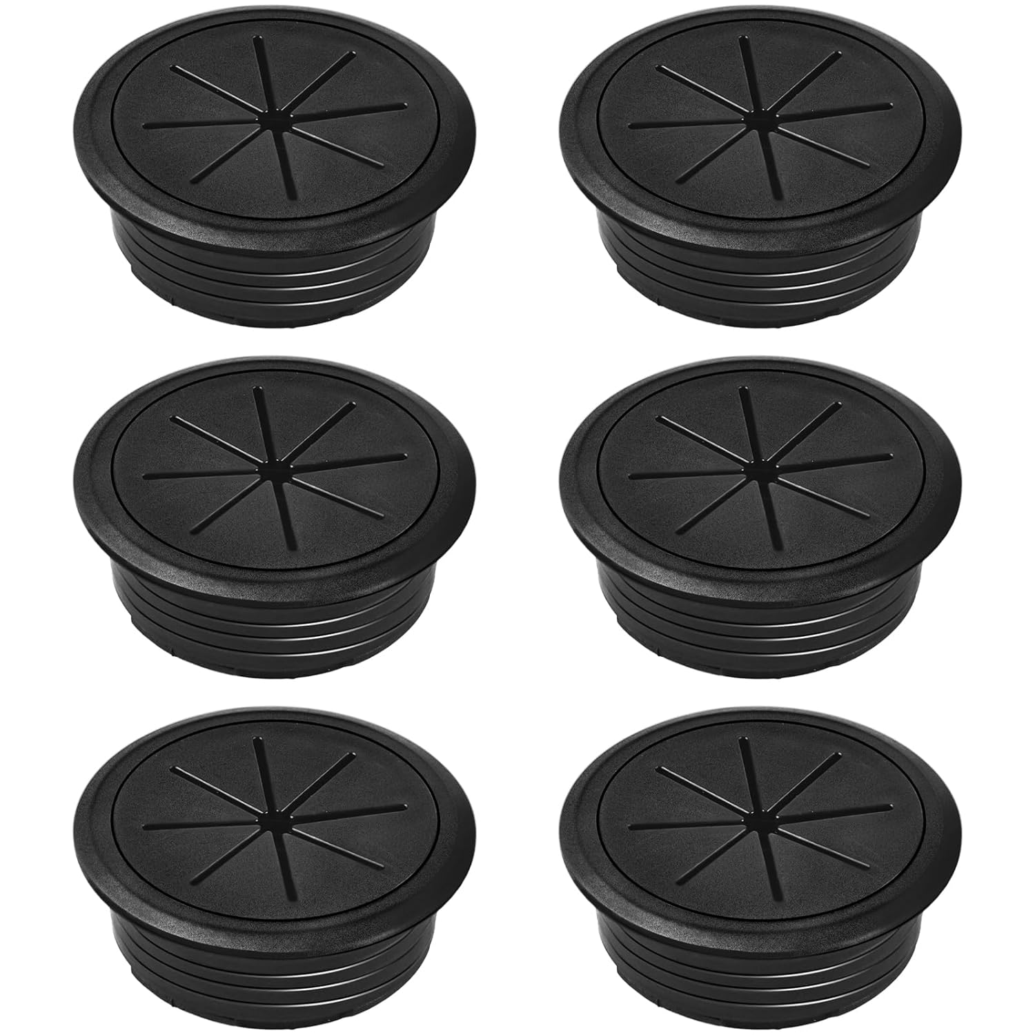 6-Pack Black Desk Grommet Cable Management Kit - 1.97 inch (5cm) Hole Cover,ABS Plastic Grommet Hole Cover Organizer for Office Computer Desk,Hide Cords Neatly