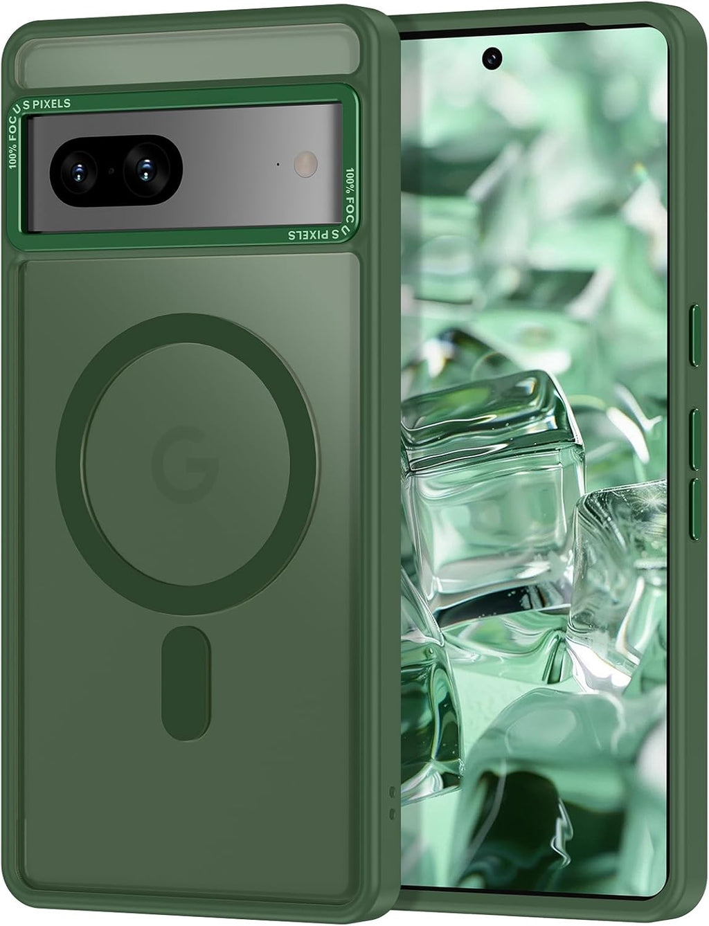 Magnetic for Google Pixel 7 Case, [Military Grade Drop Protection] [Compatible with MagSafe] Shockproof Slim Translucent Matte Anti-Slip for Women Girls Men Case, Forest Green