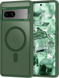 Magnetic for Google Pixel 7 Case, [Military Grade Drop Protection] [Compatible with MagSafe] Shockproof Slim Translucent Matte Anti-Slip for Women Girls Men Case, Forest Green
