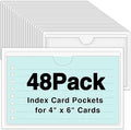 48 Pack 4" x 6" Index Card Holder Adhesive Plastic Label Holders Clear Tote Bag by BESARME