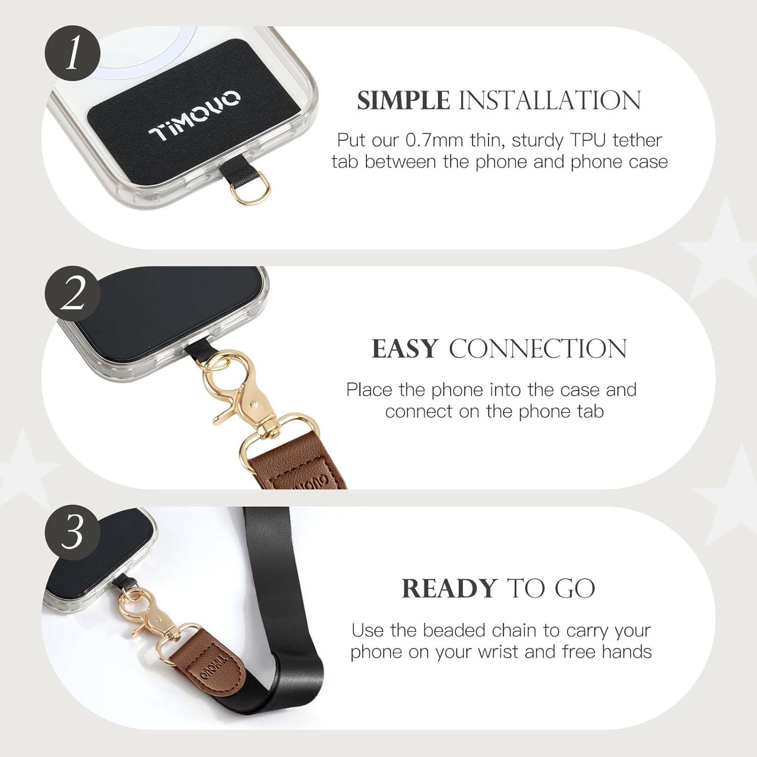 TiMOVO Phone Lanyard Crossbody Wrist Strap, Adjustable Anti-Theft Strap for Smartphone Case