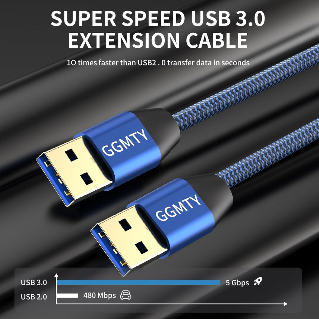 USB to USB Cable 1.5FT,Durable Braidedfor USB 3.0 Male to Male Type A to Type A Cable Data Transfer Compatible with Hard Drive, Laptop, DVD Player, TV, USB 3.0 Hub, Monitor, Camera