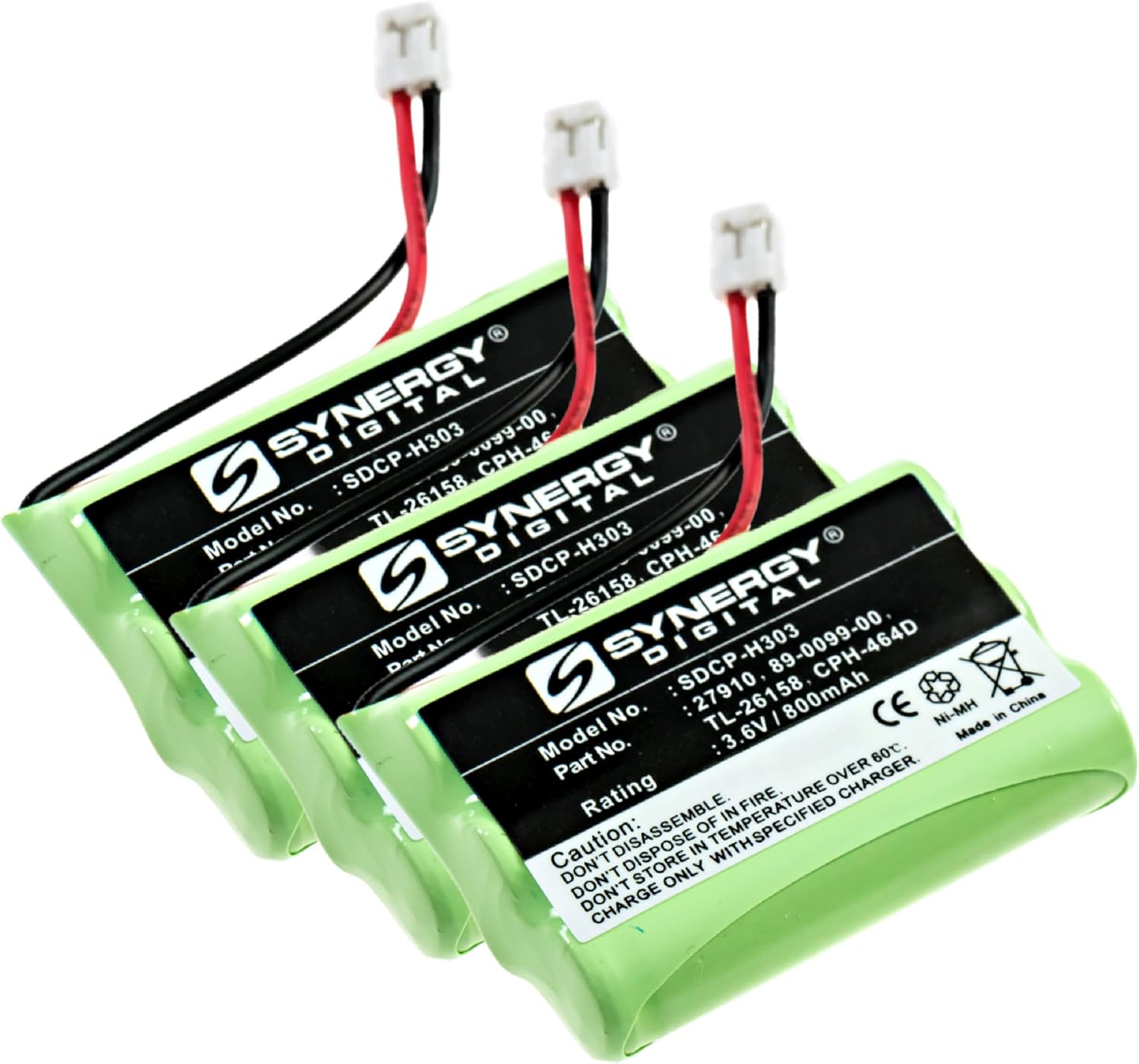 Synergy Digital Cordless Phone Batteries, Compatible with AT&T 27910 Cordless Phone, (Ni-MH, 3.6V, 800 mAh) Ultra High Capacity, Combo-Pack Includes: 3 x SDCP-H303 Batteries