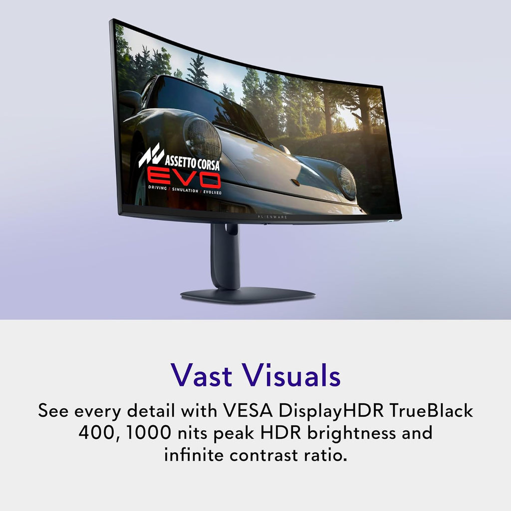 Alienware 34 240Hz QD-OLED Curved Gaming Monitor - AW3425DW - 34.2-inch WQHD (3440 x 1440) 240Hz 0.03ms Display, 1800R Curve, AMD FreeSync Premium Pro, VESA AdaptiveSync, VESA DisplayHDR TrueBlack 400