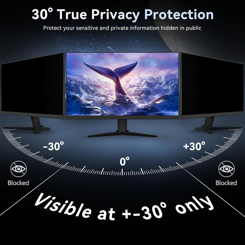 [2 Pack] Computer Privacy Screen 28 Inch for 16:9 Widescreen Monitor, Removable Eye Protection Anti Glare Blue Light Filter, Anti Scratch Computer Monitor Privacy Shield 28 In