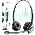 Wantek Computer Headset with Microphone for PC,Laptop,USB Headset with Noise Cancelling & Audio Controls,Computer Headphones for Call Center,Work,Ofiice,Binaural