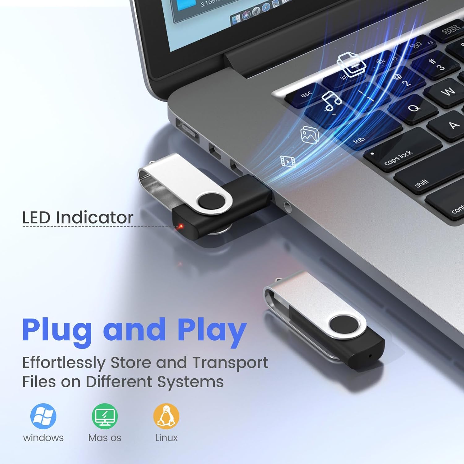 ABLAZE 16GB USB Flash Drive 100 Pack, USB 2.0 Thumb Drives Bulk Memory Sticks Pendrives 100PCS (Black)