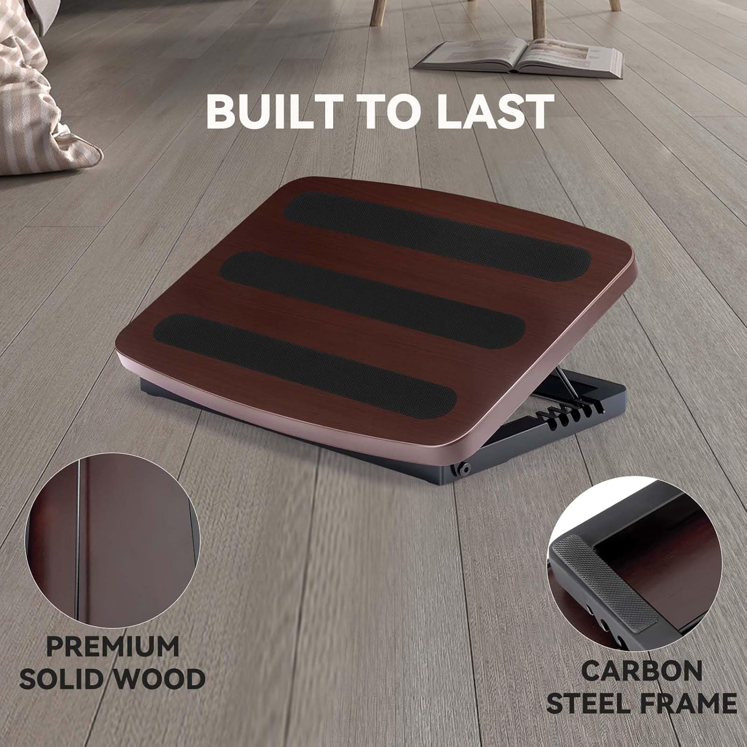 Adjustable Foot Rest for Under Desk at Work,Ergonomic Foot Stool Under Desk for Office with 6 Angles,Wooden Footrest Suitable for Home,Office