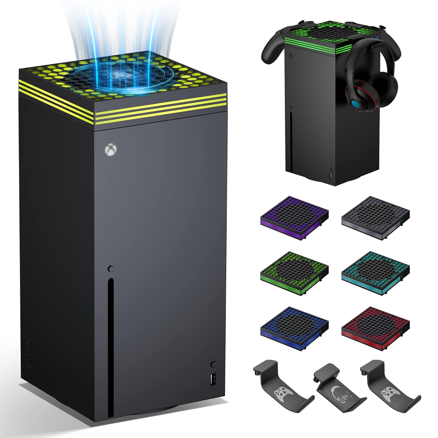 ZAONOOL Cooling Fan for Xbox Series X - High Speed Top Fan Cooler System with 13 RGB LED Light Modes, Low Noise, Dust Proof, Keeps Your Xbox Console Cool, Fits Horizontal or Vertical Placement, Black