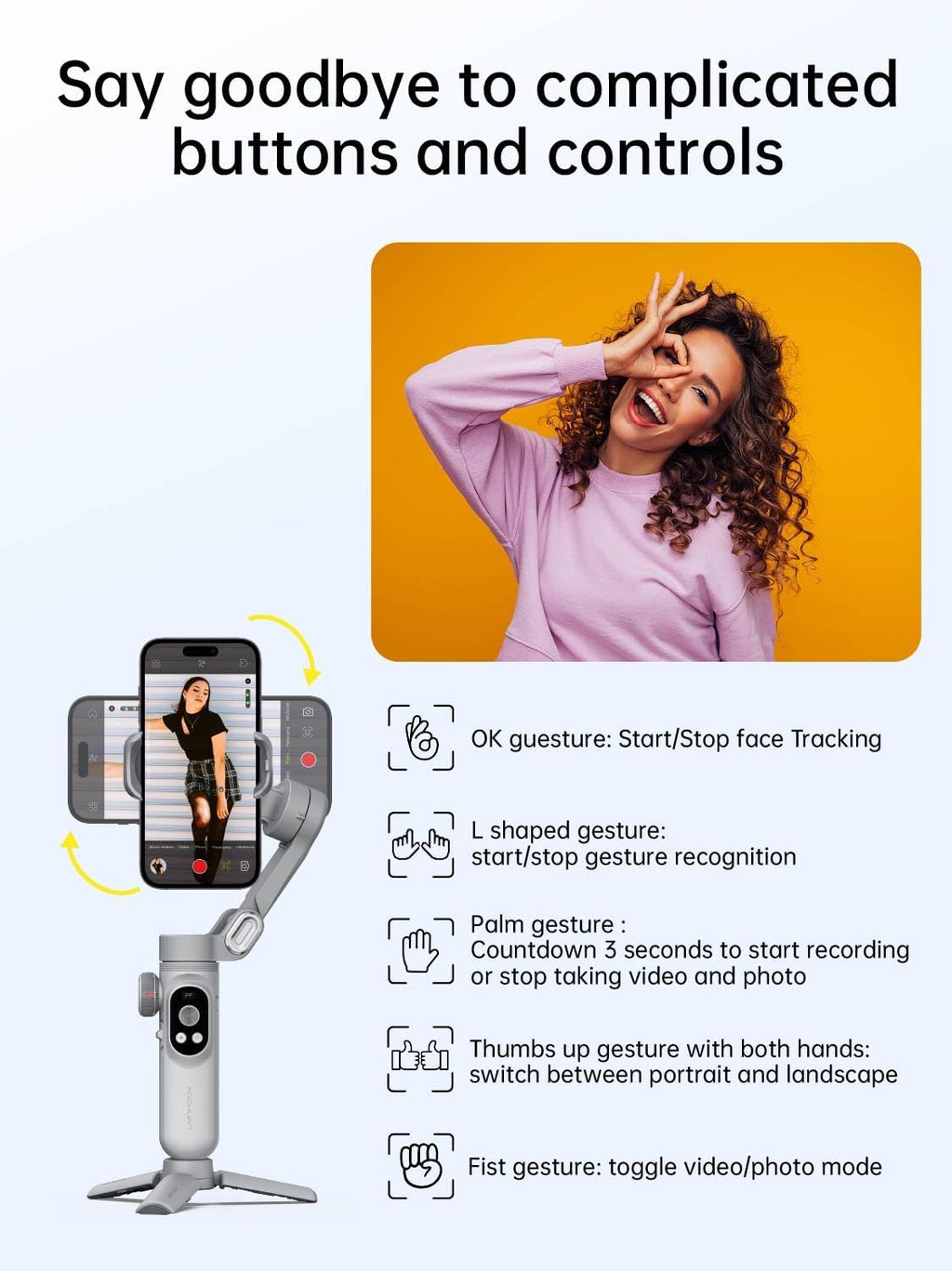Gimbal Stabilizer for Smartphone, 3-Axis Portable iPhone Gimbal w/OLED Display for iPhone/Andriod, Phone Gimbal with Face/Object Tracking for Tiktok YouTube Vlog-Smart X Pro Gray