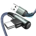 AINOPE USB Type C Cable [2-Pack, 1.6ft] 3.1A Type C Charger Fast Charging Right Angle, Durable Nylon Braided USB C Cable, Smartphone