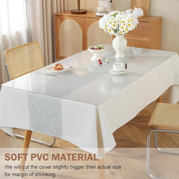 LovePads Clear Table Cover Protector, 17 x 66 Inch 2mm Thick Plastic Table Cover - Image 4