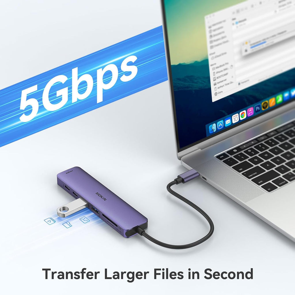MOKiN 7 in 1 USB C Hub with HDMI, SD/TF Card Reader, USB 3.0, 100W PD Compatible for MacBook Pro/Air, Dell XPS, Lenovo Thinkpad