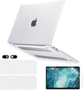Sparkly Clear Case for MacBook Pro 13 inch M2 M1 A2338 A2289 A2251 A2159 A1989 A1706 2023-2016 Release with Touch ID, 6 in 1 Glitter Plastic Hard Shell&Keyboard Cover&Screen Protector&Webcam Cover