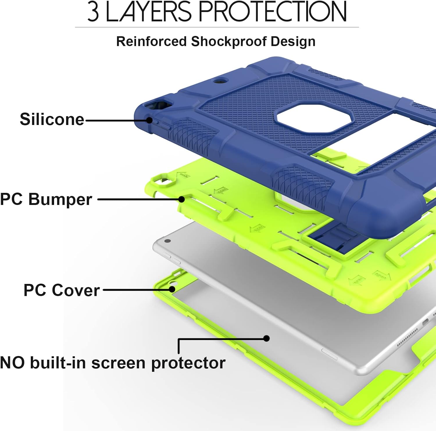 Rantice iPad 9th Generation Case, iPad 8th Generation Case, iPad 7th Generation Case, Hybrid Shockproof Rugged Drop Protection Cover with Kickstand for iPad 10.2'' (Navy+Green)