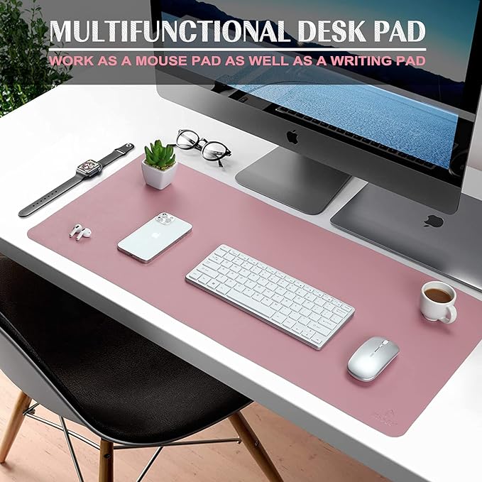 K KNODEL Small Office Leather Desk Mat, Mouse and Keyboard Pad, Computer and - Image 2