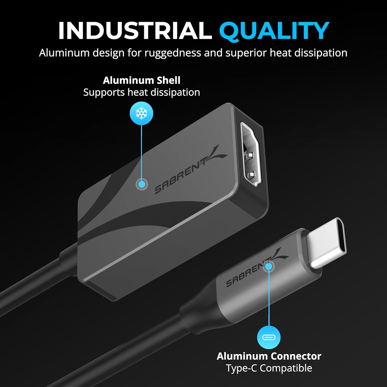 SABRENT 8K USB Type-C to HDMI Adapter - 8K@30Hz & 4K@120Hz, HDR10/Dolby Vision, VRR & FreeSync, Compatible with Laptops, Tablets, Smartphones, Portable Gaming Systems, Aluminum Design (DA-CH8K)