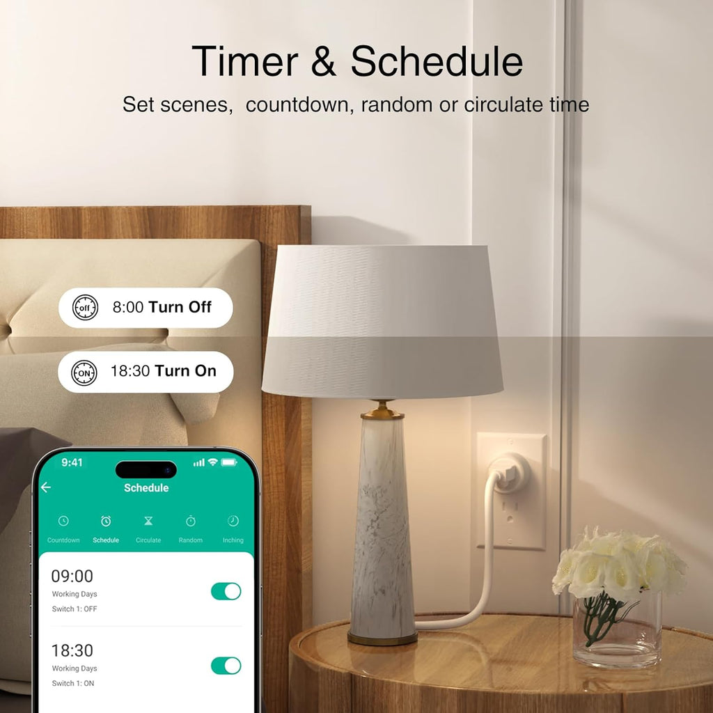 GHome Smart Plug, WiFi Smart Plugs Work with Alexa and Google Home, Smart Outlet Timer with APP Remote Control, 2.4GHz Wi-Fi Only, No Hub Required, ETL FCC Listed