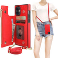 Bocasal Crossbody Wallet Case for iPhone 11 with Card Holder,Zipper Card Slot Protector Shockproof Purse Cover with Removable Cross Body Strap 6.1 Inch(Red)