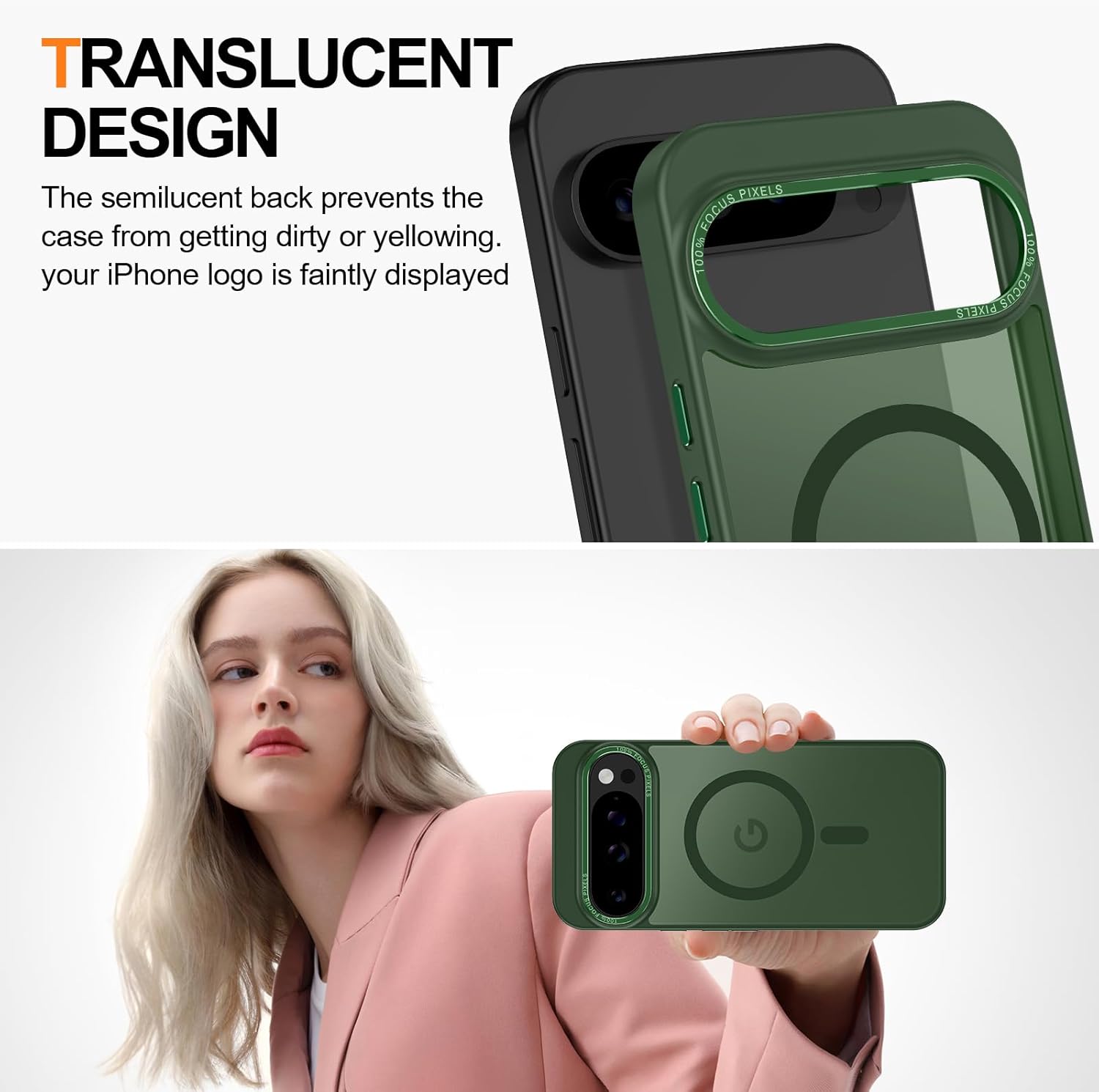 Magnetic for Google Pixel 10 Pro XL Case, [Military Grade Drop Protection] [Compatible with MagSafe] Shockproof Slim Translucent Matte Anti-Slip for Women Girls Men Case, Forest Green