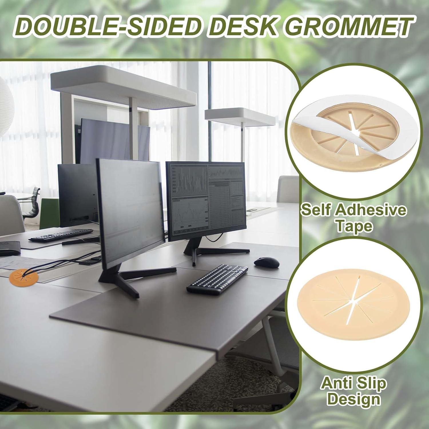 PATIKIL Desk Grommet 2-3/8", 4 Pcs Round Cable Grommet Cord Hole Cover with Adhesive Tape Flexible Table Wire Organizer for Office Home Table Countertop, Yellow
