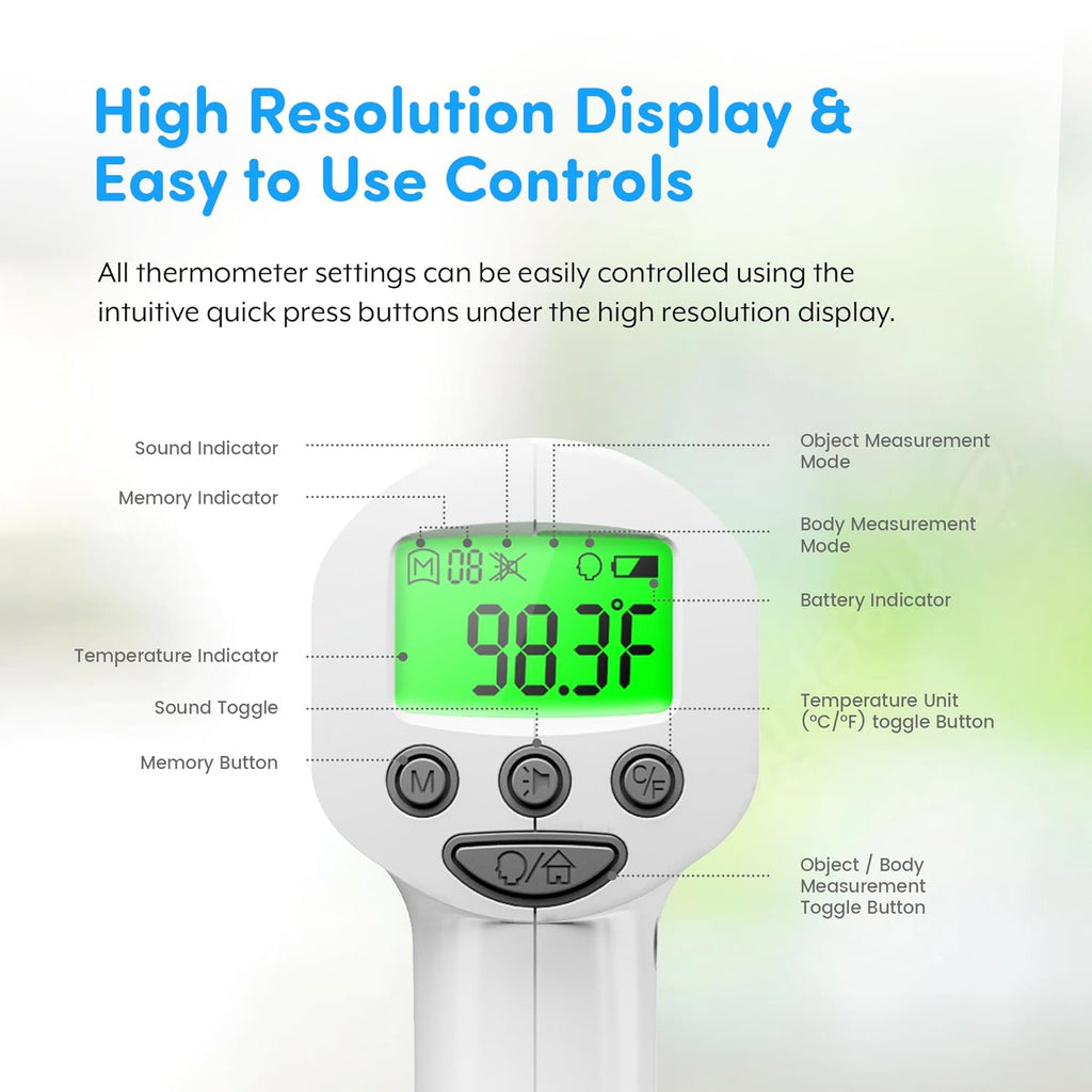 Medical Grade FSA-HSA Eligible Heavy Duty Touchless Infrared Forehead Thermometer, for Adults & Baby Digital Thermometer Gun, 1s Instant Results